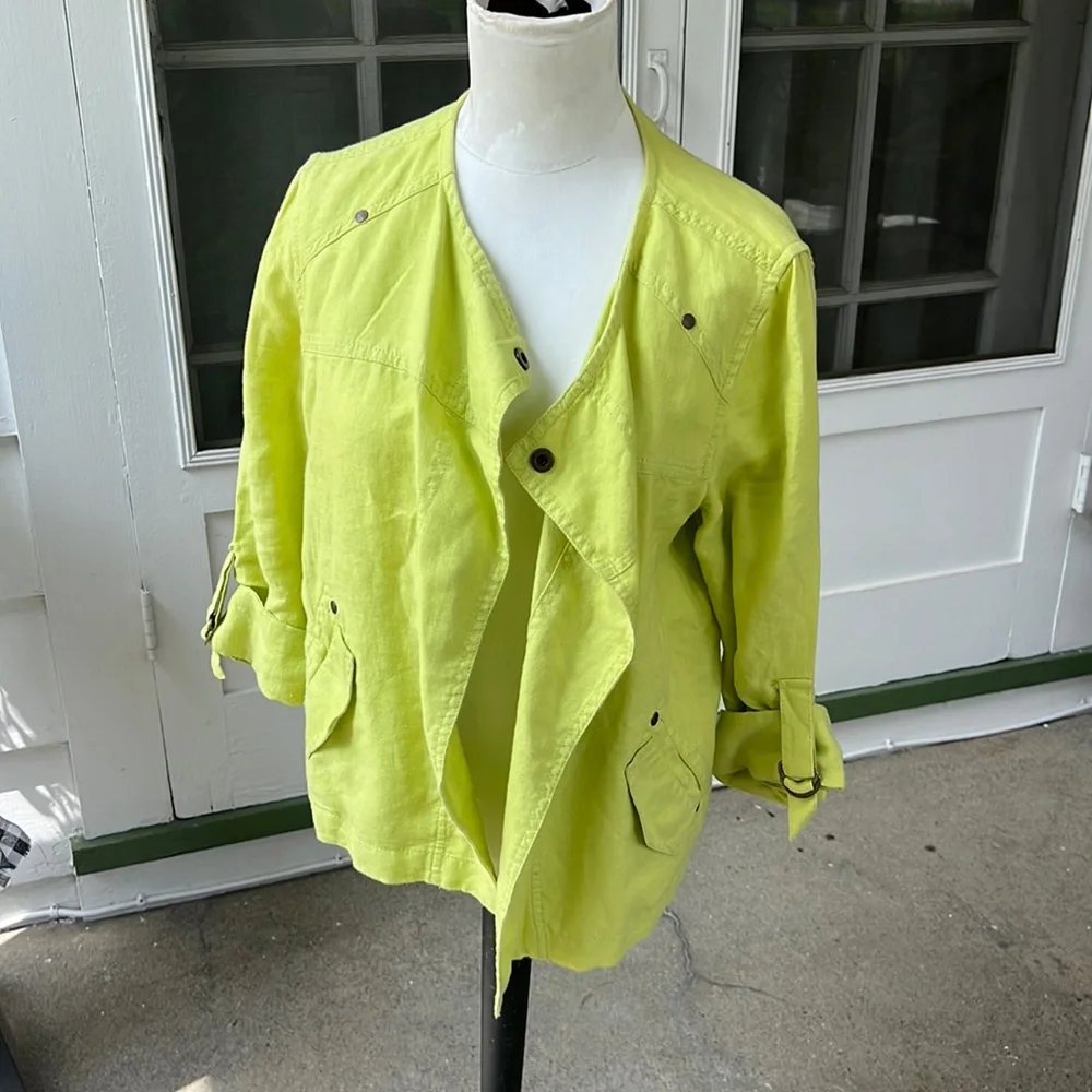 Chico's Drape-Front Easy Linen Jacket (Chico's Size 0) - Picture 1 of 5